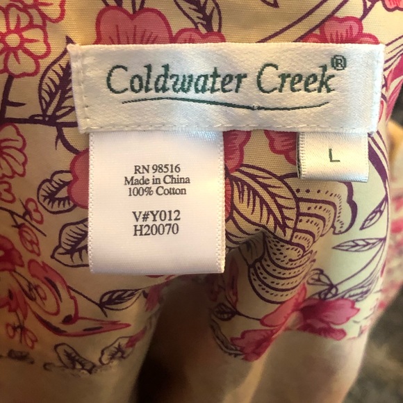 Coldwater Creek Yellow Floral Button Down Blouse size Large - Picture 7 of 8